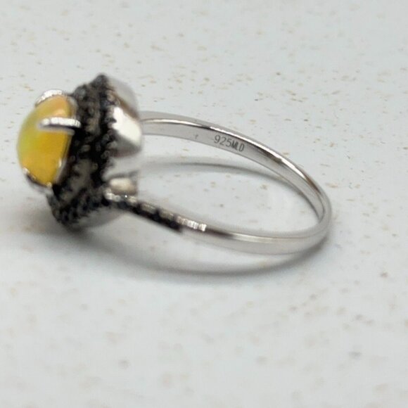 Ethiopian Opal Black Spinel Ring Colleen Lopez HSN Sterling Silver 925 Sz 8.75 - Picture 10 of 11